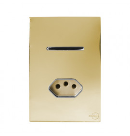 Conjunto Interruptor Simples + Tomada 20a 4x2 - Novara Glass Dourado Cromado
